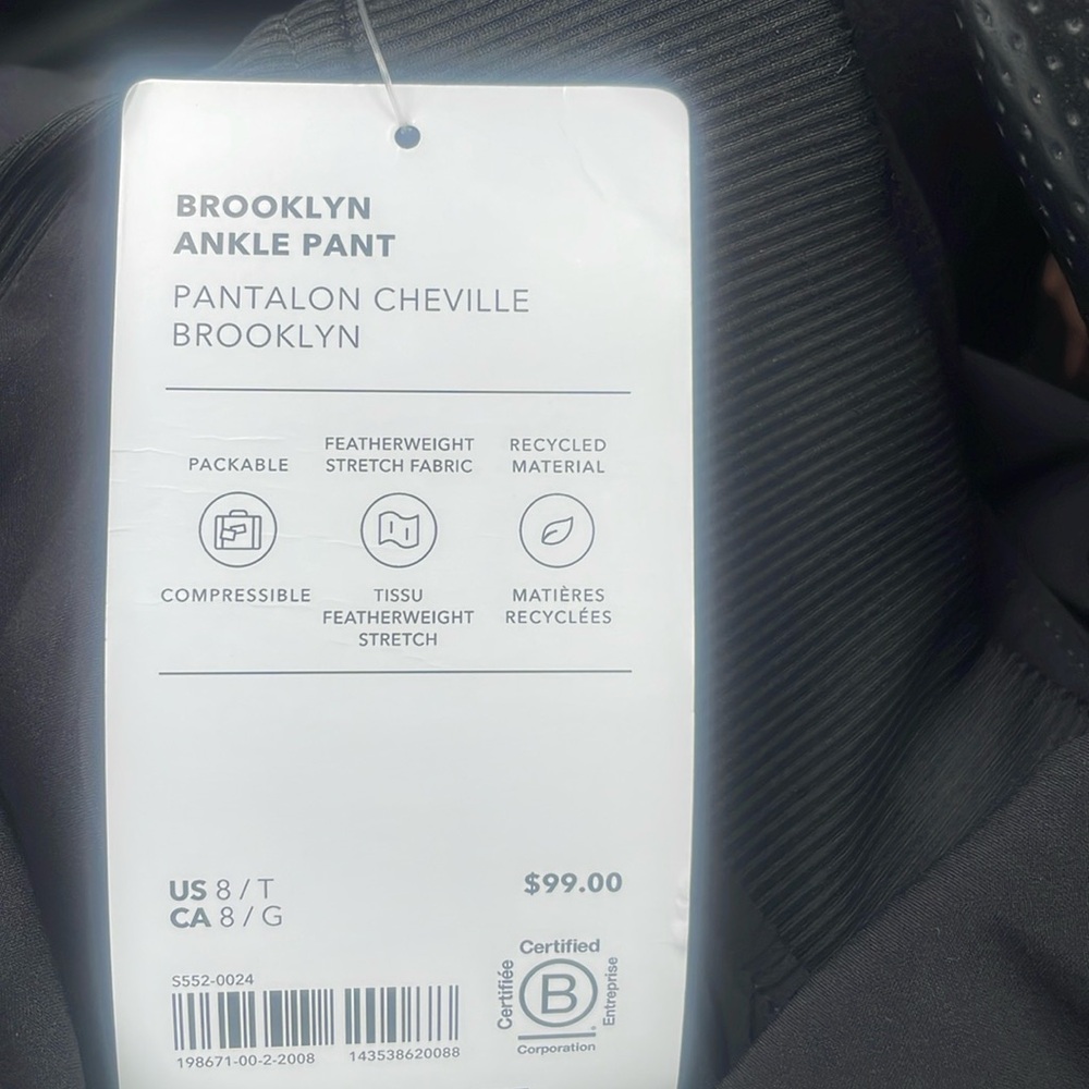 NWT Athleta Brooklyn Ankle Pant Size 8/T. Black - Picture 7 of 7